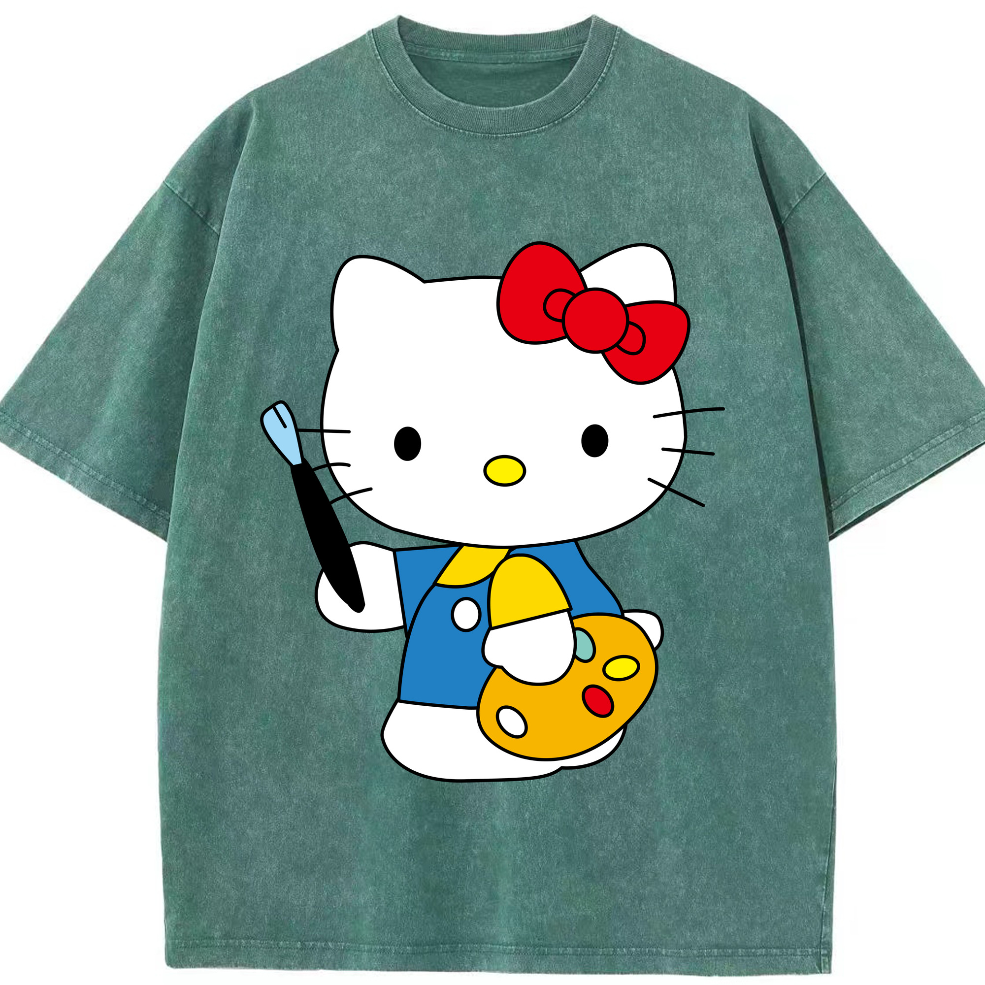 （画像用） Hello Kitty ハローキティ 綿100% ヴィンテージ風 半袖Tシャツ（フロントプリント）